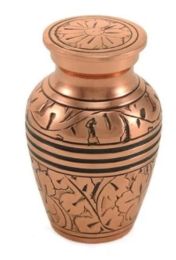 Solid Brass Copper Oak Keepsake Cremation Urn 5 cu.in.