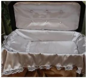 Deluxe Small 18 Inch Black Pet Casket With Silver Interior