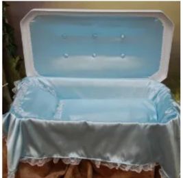 Deluxe White/Blue 18 Inch Pet Casket