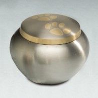 Paw Print Odyssey Urn: Pewter/Bronze Keepsake Urn  25 cu.in.