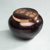 Paw Print Odyssey Urn: Raku/Copper Keepsake Urn 25 Cu. In.