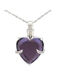 Royal Purple Heart Stainless Steel Pendant Urn