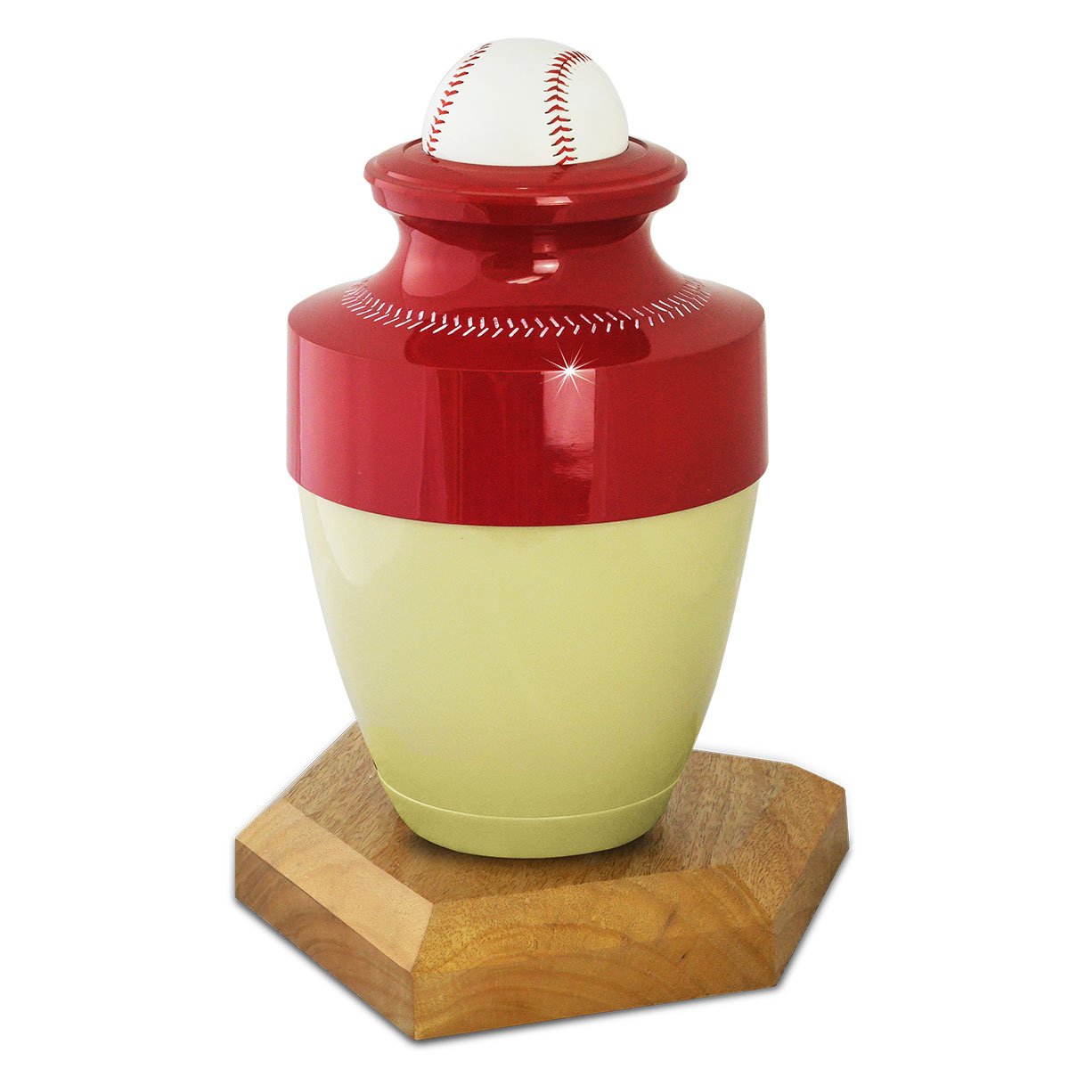 Red And Tan Baseball Urn Large Adult