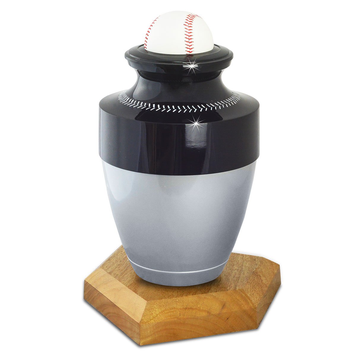 Grey and Black Baseball Urn