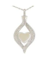 Heart With Stone Steel Keepsake Pendent