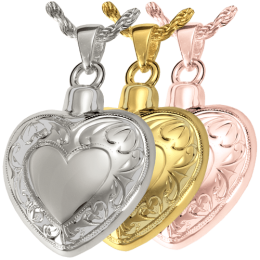 Double Etched Heart Keepsake Urn