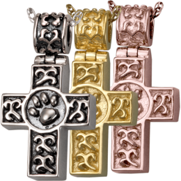 Paw Print Cross Keepsake Pendant Urn