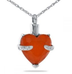 Orange Crystal Heart Steel Keepsake