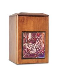 Raku Wood Butterfly Cremation Urn Adult size