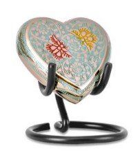 Butterflies Blue Brass Heart Keepsake 5 Cu In