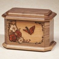 Butterfly Dark Oak 3-dimensional Inlay Adult Cremation Urn 200 Cu In