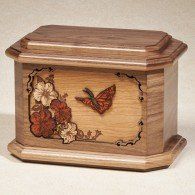 Butterfly Dark Oak 3-dimensional Inlay Adult Cremation Urn 200 Cu In