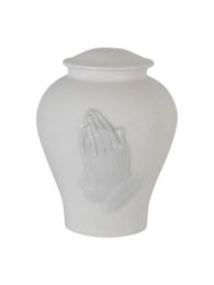 Ceramic Hand Carved Praying Hands  Cremation Urn. 225.00