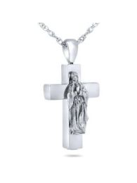 Mary's Cross Steel Keepsake Pendant