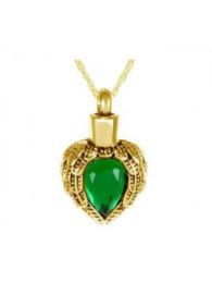 Winged Emerald Crystal Pendant Keepsake Urn