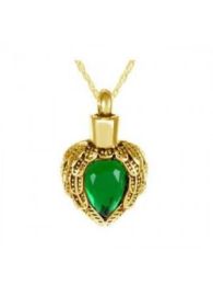 Winged Emerald Crystal Pendant Keepsake Urn