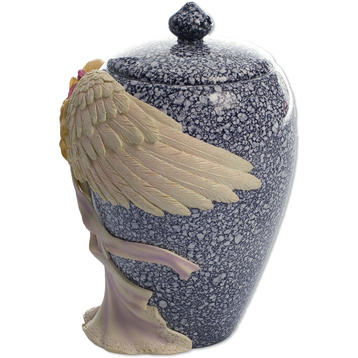 Full Color Angels Embrace Medium Size Cremation Urn 60 Cu In