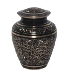 Etched Ebony Miniature Keepsake Urn   3 Cu. In.