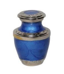 Mother of Pearl Blue Miniature Keepsake Cremation Urn 3 Cu In