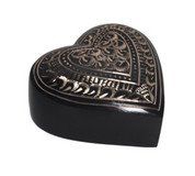 Etched Ebony Heart Keepsake Urn  3 Cu. in.