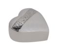 Mother Of Pearl Silver Heart Keepsake Cremation Urn  3 Cu. In.