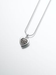 Sterling Silver Heart w. 14K Gold Memory Pendant Cremation Urn