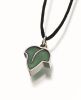 Pewter Leaf w. Green Enamel Memorial Jewelry Pendant Cremation Urn