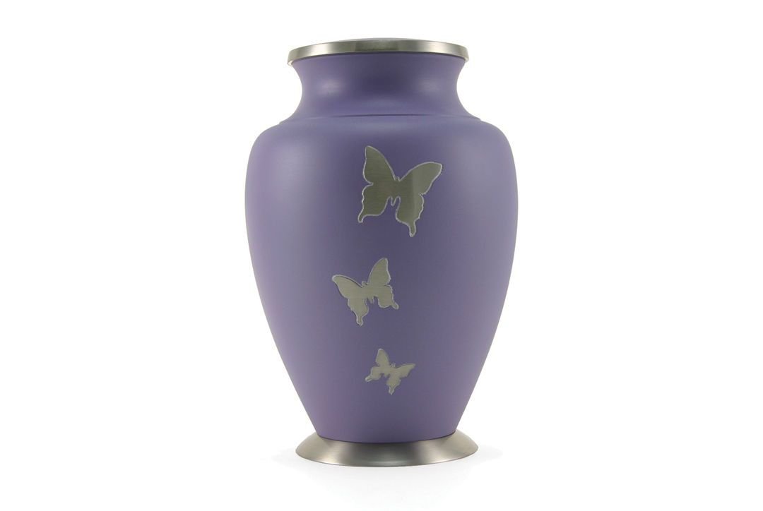 Purple Butterfly Keepsake Set of 6 Cremation Urns for Ashes