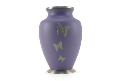 Adult Brass Purple Butterfly Cremation Urn
