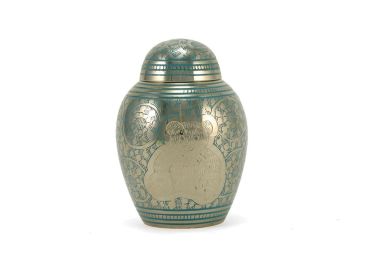 Brass Blue Teddy Bear Cremation Urn 20 cu. in.