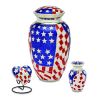Stars and Stripes Heart Keepsake Cremation Urn 3.cu.in. w. Wire Stand
