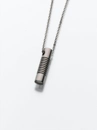 Titanium Cylinder Banded Pendant Cremation Urn