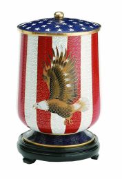 Large Adult 220 cu.in. Flag & Eagle Cloisonne Cremation Urn for Ashes