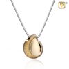 Tear Drop Vermeil 925 Silver 2-Toned Funeral Cremation Pendant Urn w.Chain