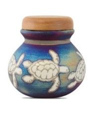 Turtles Raku Ceramic Keepsake 30 Cu IN