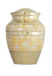 Elite Mother of Pearl Brass Urn 200 Cu In