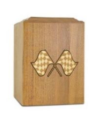 Golden Checkered Flag Wood Urn 289 Cu In