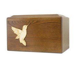 Golden Hummingbird Wooden Urn 200 Cu In