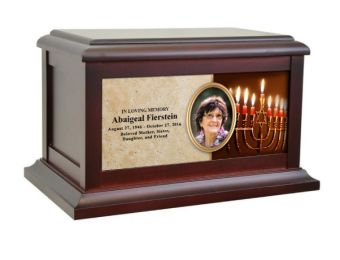 The Hanukkah Life Treasured Wood Adult Cremation Urn  200 Cu In