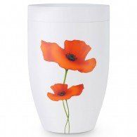 White Poppy Metal Urn 305 Cu In