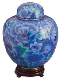 Azure Blue Cloisonne Adult Cremation Urn 210 Cu. In.