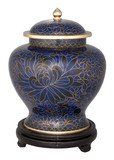 Royal Blue Cloisonne Urn Combination Size 410 Cu In.