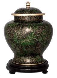 Forest Green Large Adult Cloisonne Cremation Urn 210 Cu. In.