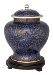 Royal Blue Large Cloisonne Adult Cremation Urn 210 Cu. In.