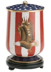 Flag And Eagle Cloisonne' Urn 220 Cu. In.