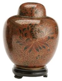 Amber Large Cloisonne Keepsake Cremation Urn 40 Cu In