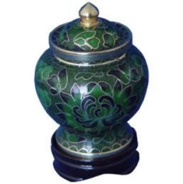 Cloisonne Forest Green Miniature Keepsake Cremation Urn