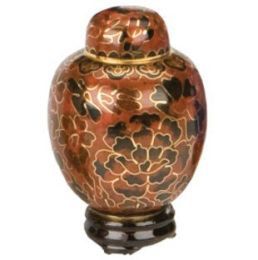 Cloisonne Amber Miniature Keepsake Cremation Urn 2.5 Cu In