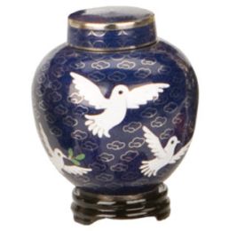 Cloisonne Dove Miniature Keepsake Cremation Urn 2.5 Cu In
