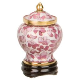 Cloisonne Pink Floral Miniature Keepsake Cremation Urn 2.5 Cu In